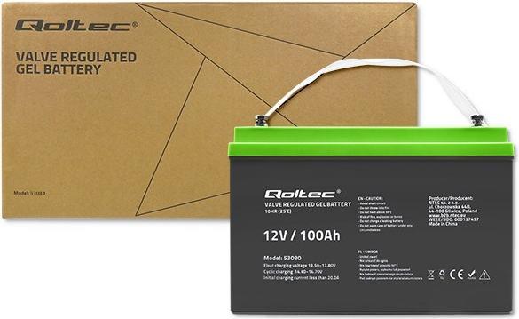 Actual product image Qoltec 53080 Gel Battery 12V 100Ah (12 V, 100 Ah)