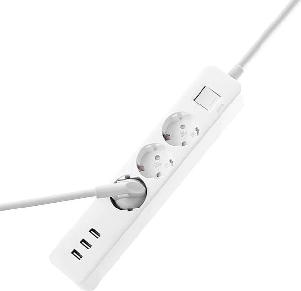 Actual product image Xiaomi Power strip MI NRB4030GL (3 × socket, 16 A, 1.4 m, white color) (3 x, CEE 7/16, 1.40 m)