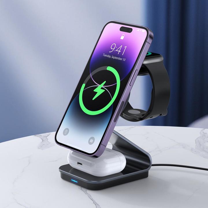 Image du produit Duzzona Station de charge multiple sans fil 3 en 1 MagSafe QI 15W (15 W)