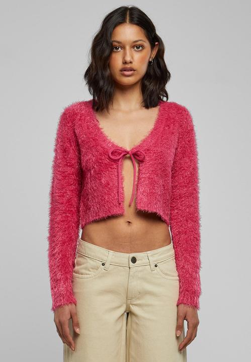 Actual product image Urban Classics Ladies Tied Cropped Feather Cardigan - 117653 (XL)