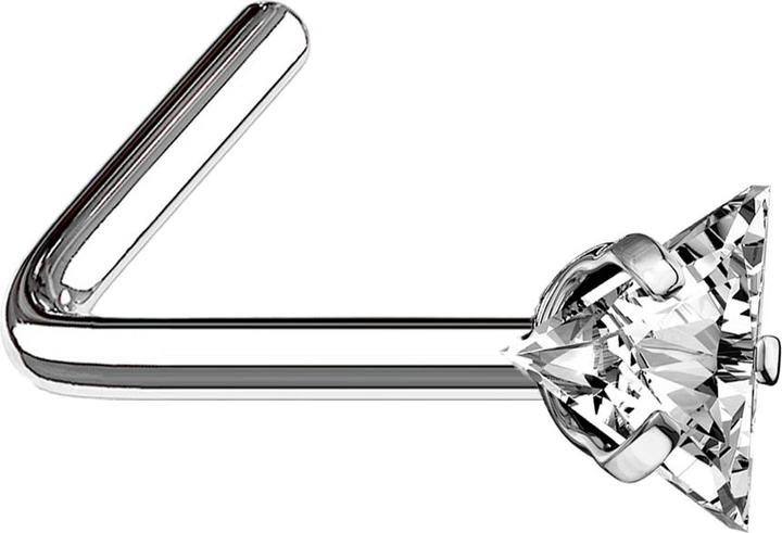 Actual product image Star Piercing Nasenstecker gewinkelt silber dreieckiger Kristall silber gefasst (Surgical steel 316L, without brass)