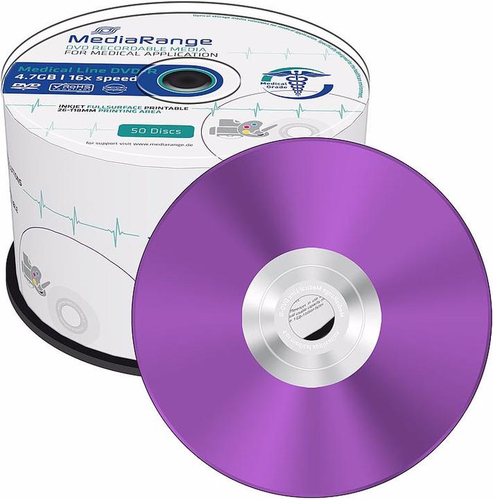 Produktbild MediaRange Medical Line DVD-R 4,7 GB, 16x, Full-surface-printable, 50er-Spindel (50 x)