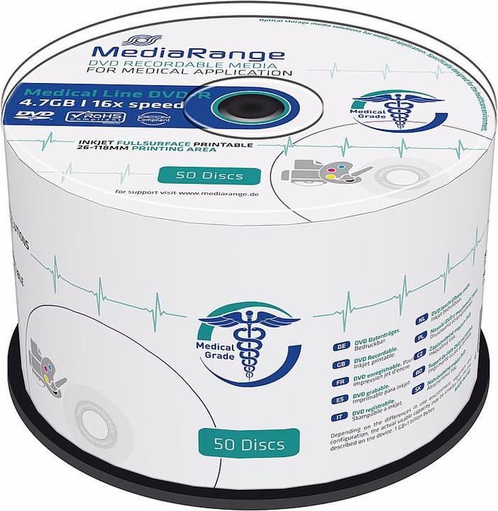 Produktbild MediaRange Medical Line DVD-R 4,7 GB, 16x, Full-surface-printable, 50er-Spindel (50 x)