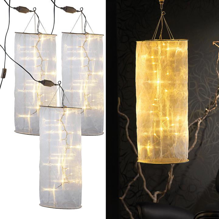 Produktbild Lunartec 3er-Set Organza-Lichterschlauch-Skulpturen mit 20 LEDs, 60 cm (0.60 m)