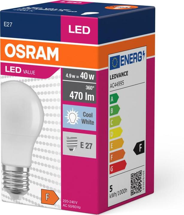 Image du produit Osram Value Classic (E27, 4.90 W, 470 lm, 1 x, F)