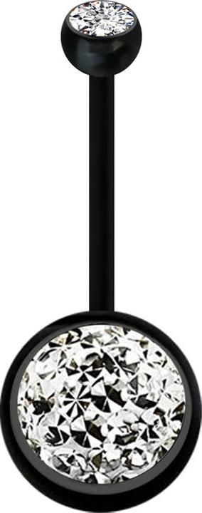 Immagine prodotto Star Piercing Banane schwarz mit Kugel Kristall silber und Kugel Kristall silber Epoxy Schutzschicht (senza ottone, Bioflex)