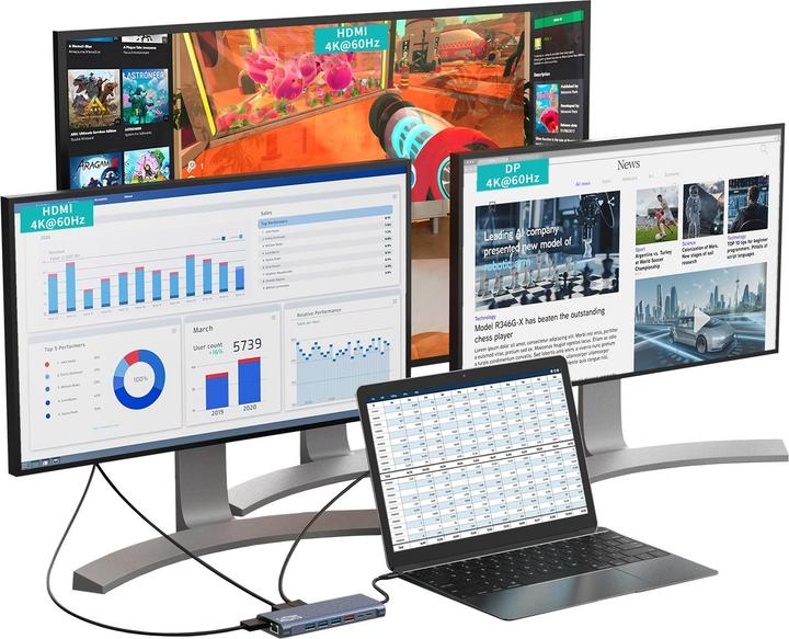 Produktbild Exsys 14in1 USB 3.2 Gen 2x1 Dock (USB-C, 14 Ports)