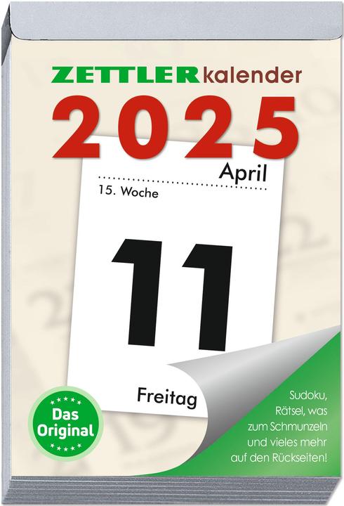 Tagesabreisskalender 2025 XXL, 9,9x14,3cm, Abreisskalender mit Sudokus, Rezepten und (Harter Einband, Deutsch)