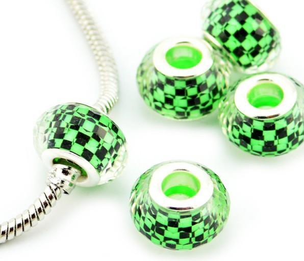 Actual product image Hermex Bead silver plated 925 - Silvery Green (Silver 925 with a metal alloy and acrylic glass)