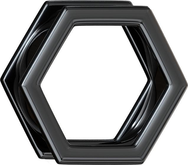 Star Piercing Flesh Tunnel schwarz Hexagon (ohne Messing, Chirurgenstahl 316L)
