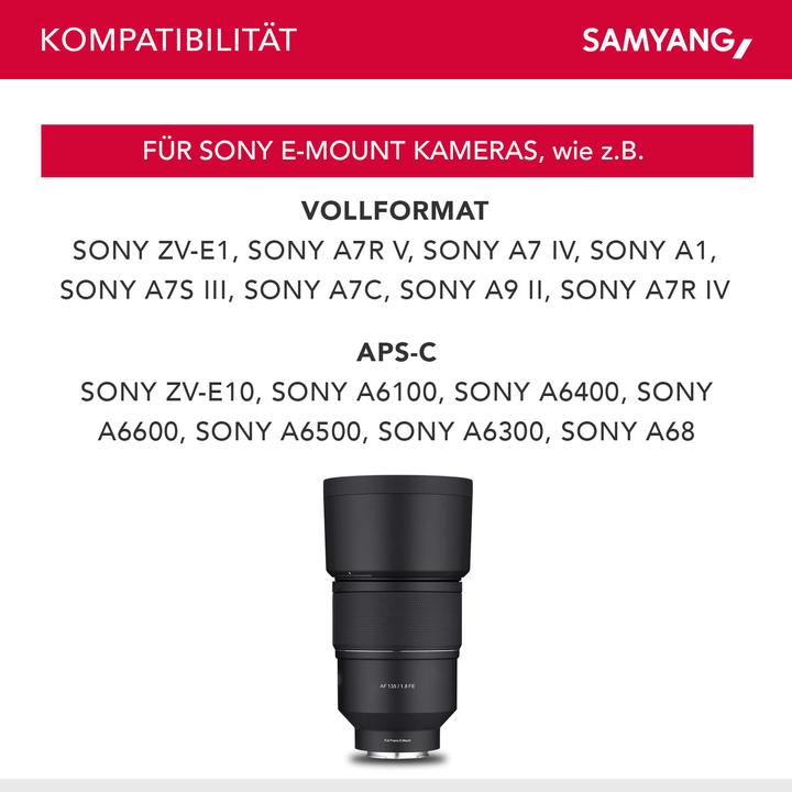 Image du produit Samyang AF 135mm f/1.8 Sony FE (Sony E, Plein format)
