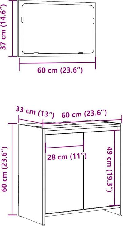 Produktbild VidaXL 2-tlg. Badmöbel-Set Betongrau Holzwerkstoff