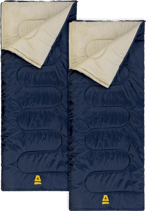 Produktbild Abbey Camp Slaapzak Basic - 2-Pack - 210 x 85 cm - Koppelbaar - Marine/Zand