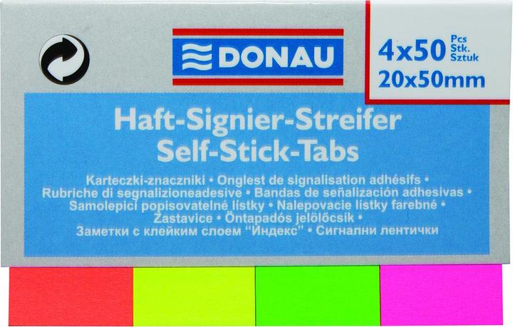 Productafbeelding Donau Ordner tabbladen, papier, 20x50mm, 4x50 tabbladen, geassorteerde kleuren