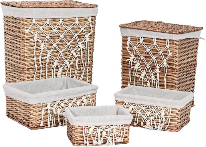Actual product image Esprit Laundry basket Home White Natural wicker Shabby Chic 47 x 35 x 55 cm 5 Pieces