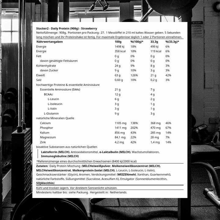 Nährwerte und Zutaten Stackers Daily Protein (Strawberry, 1 Stk., 908.91 g)