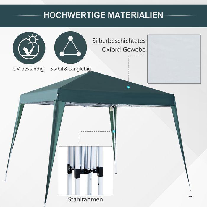 Immagine prodotto Swisshandel24 Gazebo pieghevole con borsa di trasporto 2,4x2,4 m in acciaio verde (240 cm, 240 cm)