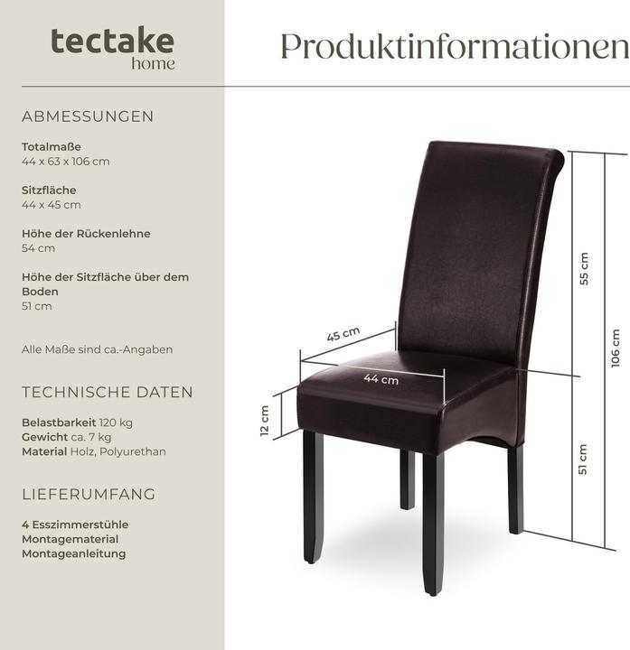 Produktbild tectake Esszimmerstuhl