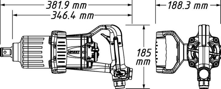 Produktbild HAZET Schlagschrauber 9014PS-1 ∙ Lösemoment maximal: 3400 Nm ∙ Vierkant 25 mm (1 Zoll) ∙ Direkthamm… (Druckluft)