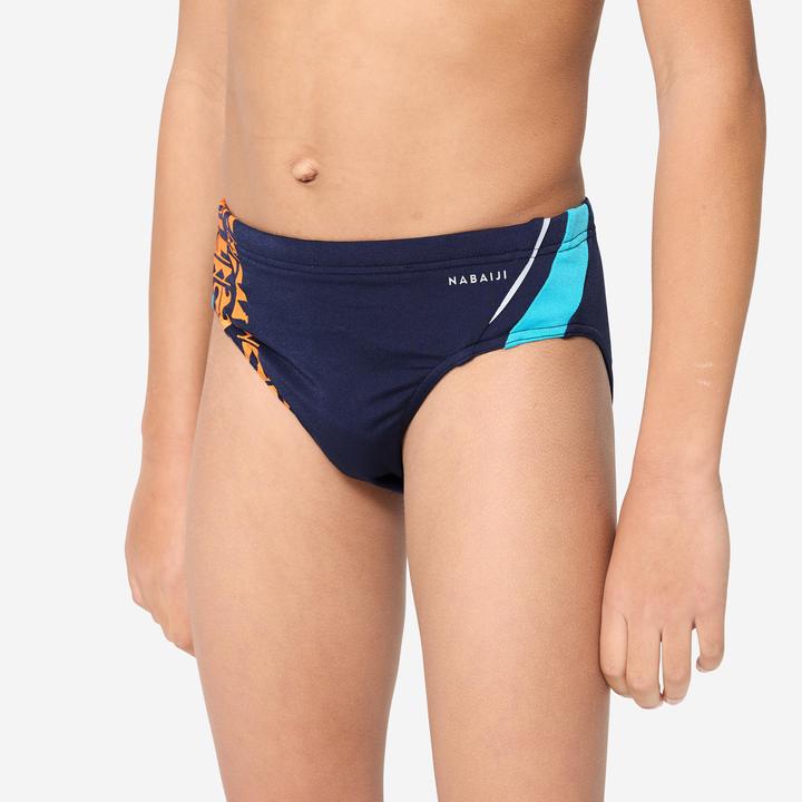 Produktbild Nabaiji Badehose Slip Jungen - 900 Yoke blau/orange (12, 13, 14)