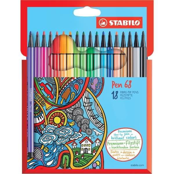 Actual product image STABILO Pen 68 Premium felt-tip pen (Multicoloured, 18 x)