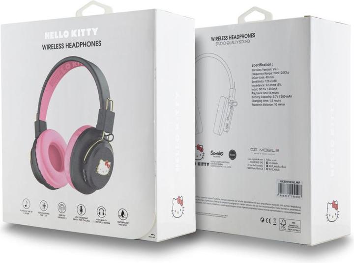 Image du produit Hello Kitty słuchawki nauszne Bluetooth HKBH9KHLMP różowe/pink Metal Logo (8 h, Sans fil)