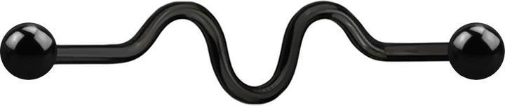 Produktbild Star Piercing Barbell schwarz zig zag mit zwei Kugeln (Chirurgenstahl 316L)