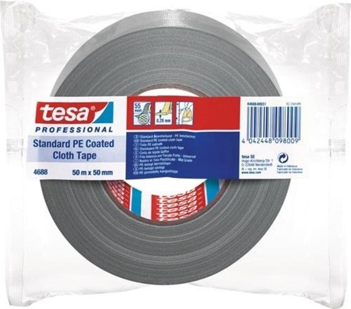 Productafbeelding tesa Fabric tape® Standaard 4688 zilver mat Lengte 50 m Breedte 50 mm (50 mm)