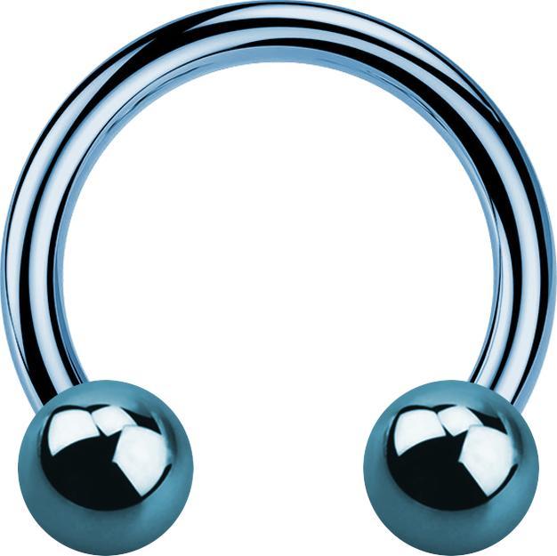 Star Piercing Circular Barbell hellblau mit zwei Kugeln (ohne Messing, Titan G23)