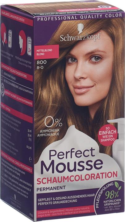 Actual product image Schwarzkopf Perfect Mousse 800 mittelblond (800 Medium blond)