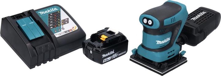 Productafbeelding Makita DBO 480 RT1 Accu Vlakschuurmachine 18 V 112 x 102 mm + 1x accu 5.0 Ah + lader (Excentrische schuurmachine)