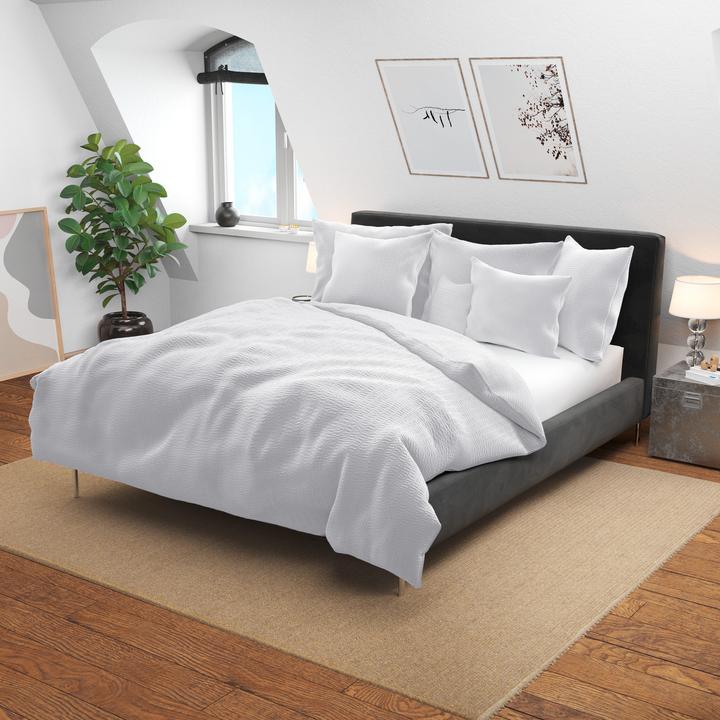 Immagine prodotto Lotus Bettwaren Biancheria da letto in raso Seersucker uni (Copricuscino, 50 x 70 cm)