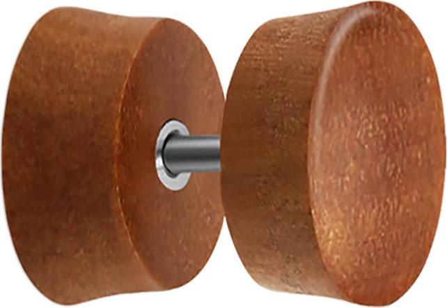 Star Piercing Fake Plug aus Sawo Holz (ohne Messing, Organisch)