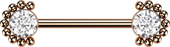 Immagine prodotto Star Piercing Barbell Innengewinde rosegold front Kugelhalbblume Kristall silber (senza ottone, Titanio G23)