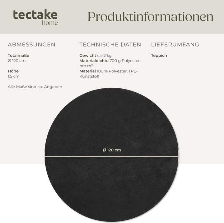 Produktbild tectake Kurzflorteppich Soft Zone (120 x 120 cm)