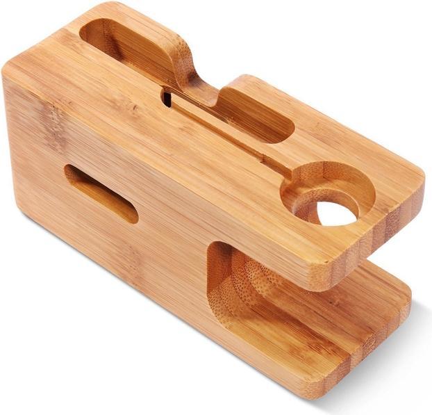 Actual product image EKO Charging cradle for Apple Watch and iPhone 2 in 1 made of bamboo