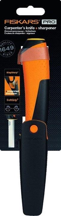 Actual product image Fiskars Carpenter's knife including holster with integrated knife sharpener, total length: 22.4 cm, S (27.80 cm)