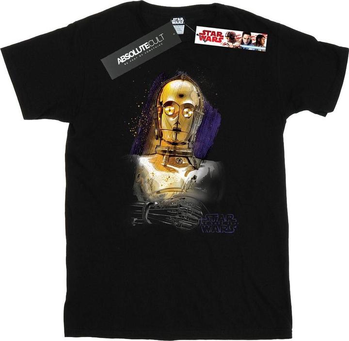 Actual product image Star Wars Mens The Last Jedi C-3PO Brushed T-Shirt (S)