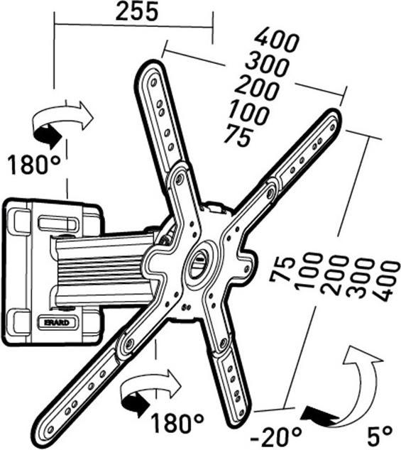 Image du produit Erard CLIFF 400TW45 Support TV mural pivotant 30-65 pouces (Mur, 55", 30 kg)