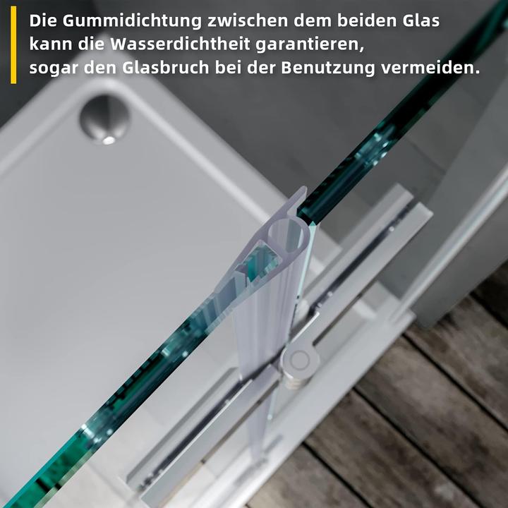Produktbild SONNI Duschkabine Eckeinstieg Flügeltür ohne Rahmen 195cm 90x80cm (120 cm, 195 cm)