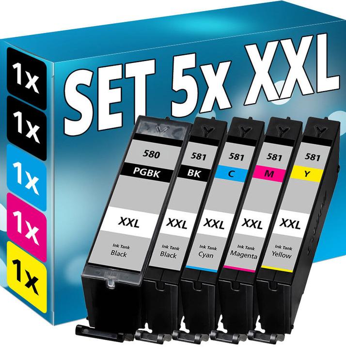 Produktbild Druckfuxx 5x PatroneN für CANON PIXMA TS8150 TS8151 TS8152 TS9150 TS9155 Set