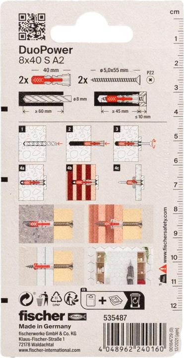 Produktbild Fischer SB Nylondübel Duopower mit Schraube A2 (2 Stk.)