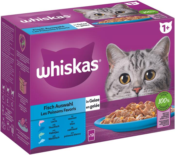 Image du produit Whiskas Fisch Auswahl in Gelee (Adulte, 12 pcs, 1020 g)