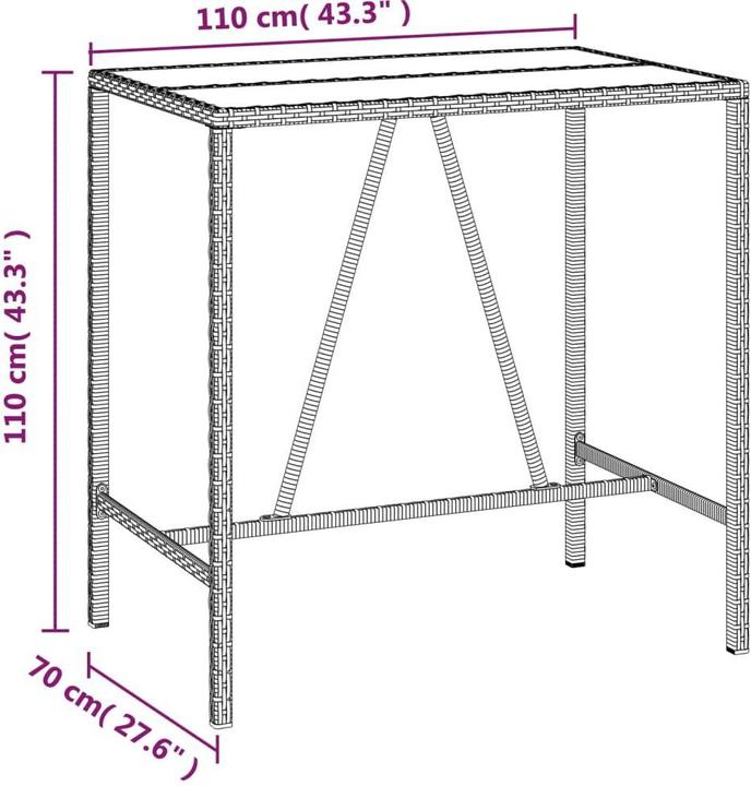 Produktbild VidaXL 7-tlg. Gartenbar-Set mit Kissen Braun Poly Rattan (48 cm)