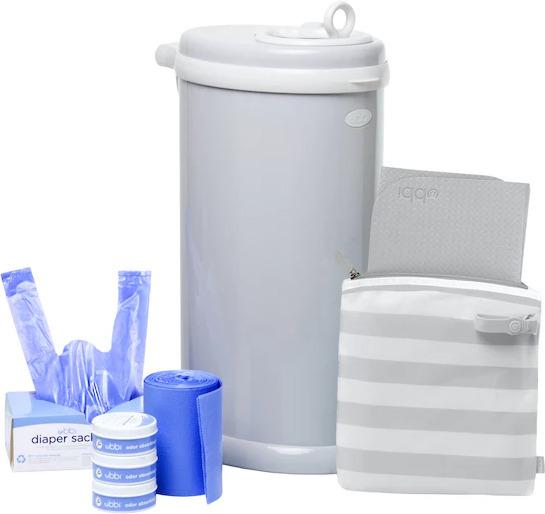 Ubbi Diaper pail gift set, grey