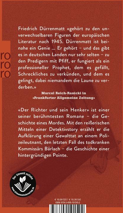 Produktbild Der Richter und sein Henker. (Deutsch, Friedrich Dürrenmatt, 1955)