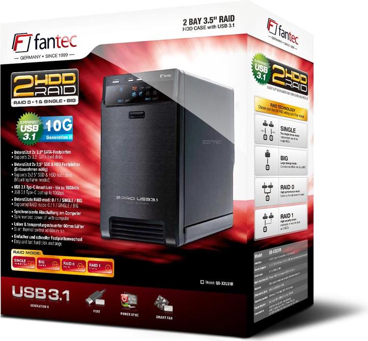Produktbild Fantec QB-X2U31z 2 x 3,5 SATA Raid HDD USB 3.1 (3.5")