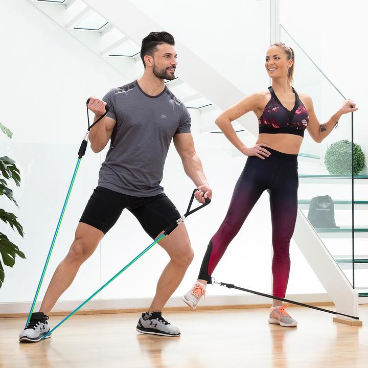 Produktbild InnovaGoods Satz regulierbaren Stretchbändern mit Accessoires und Übungsleitfaden Tribainer 3 Stück