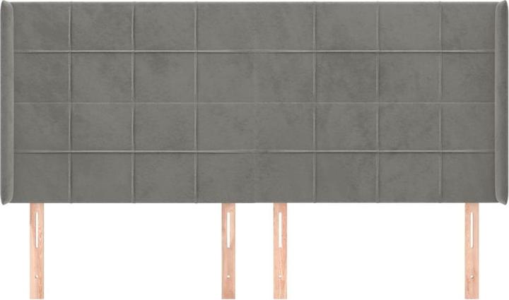 Immagine prodotto VidaXL Kopfteil mit Ohren Hellgrau 203x16x118/128 cm Samt,Farbe (203 x 16 x 128 cm)
