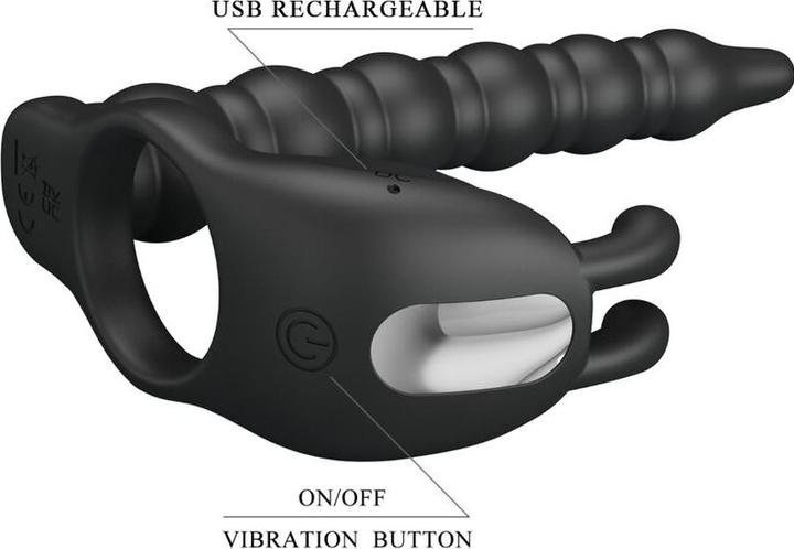Actual product image Pretty Love Blackney Cock Rings With Vibrator Plug